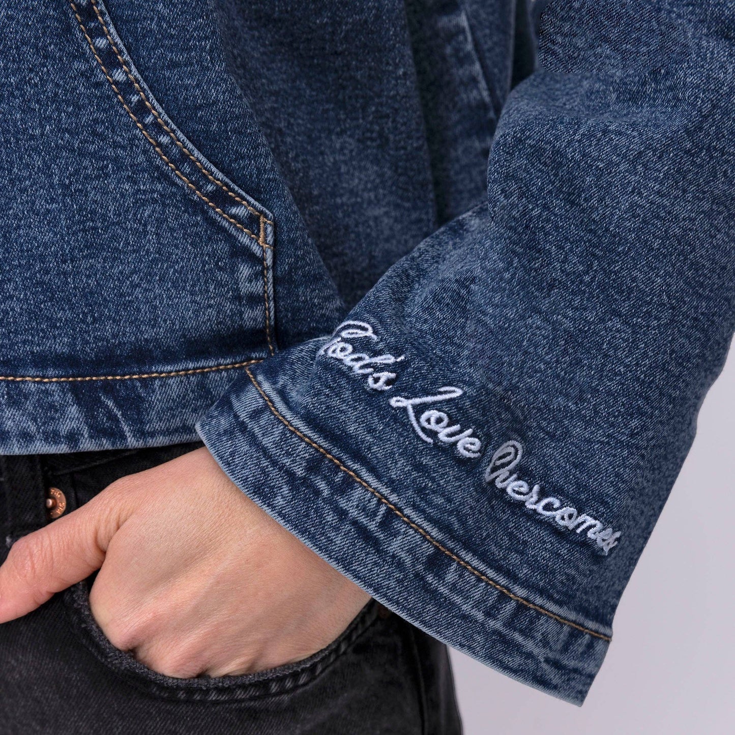 Jesus Loves You Denim Hoodie
