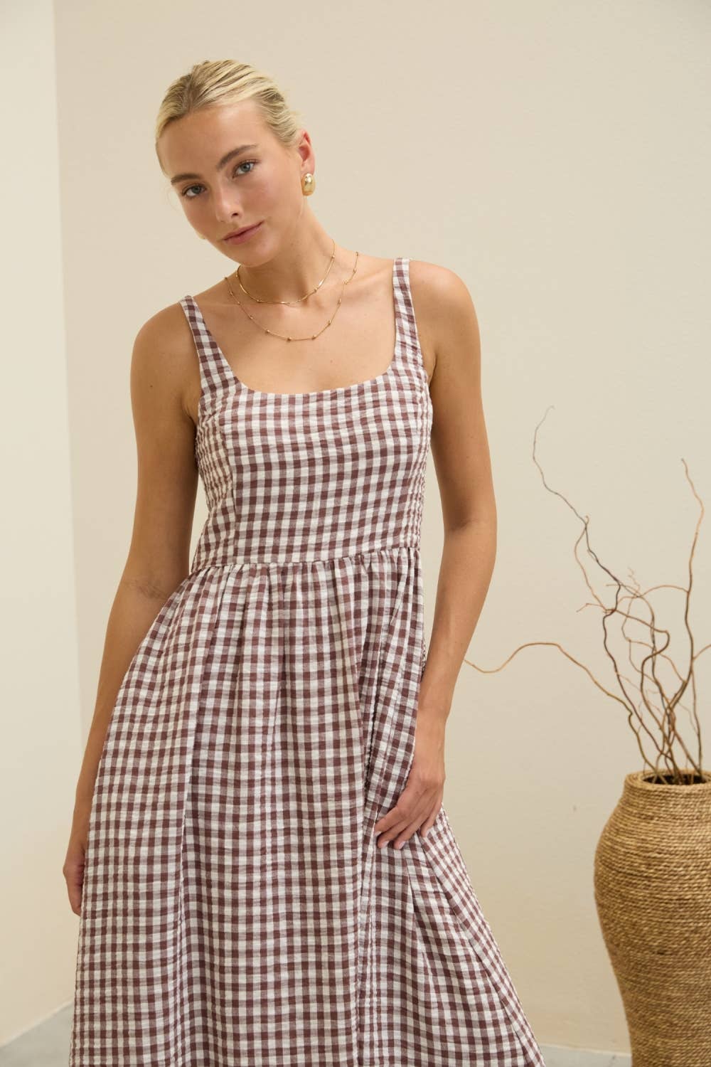 Gingham Midi Dress
