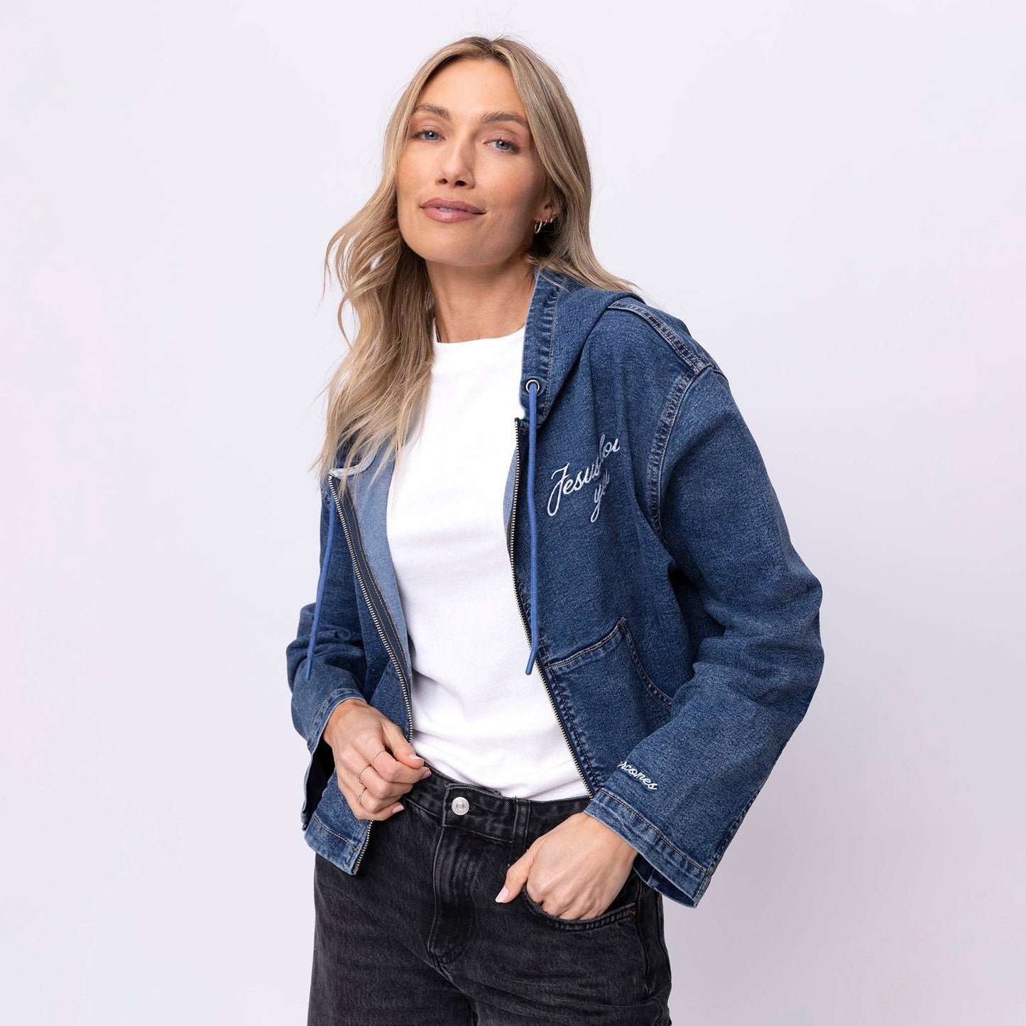 Jesus Loves You Denim Hoodie