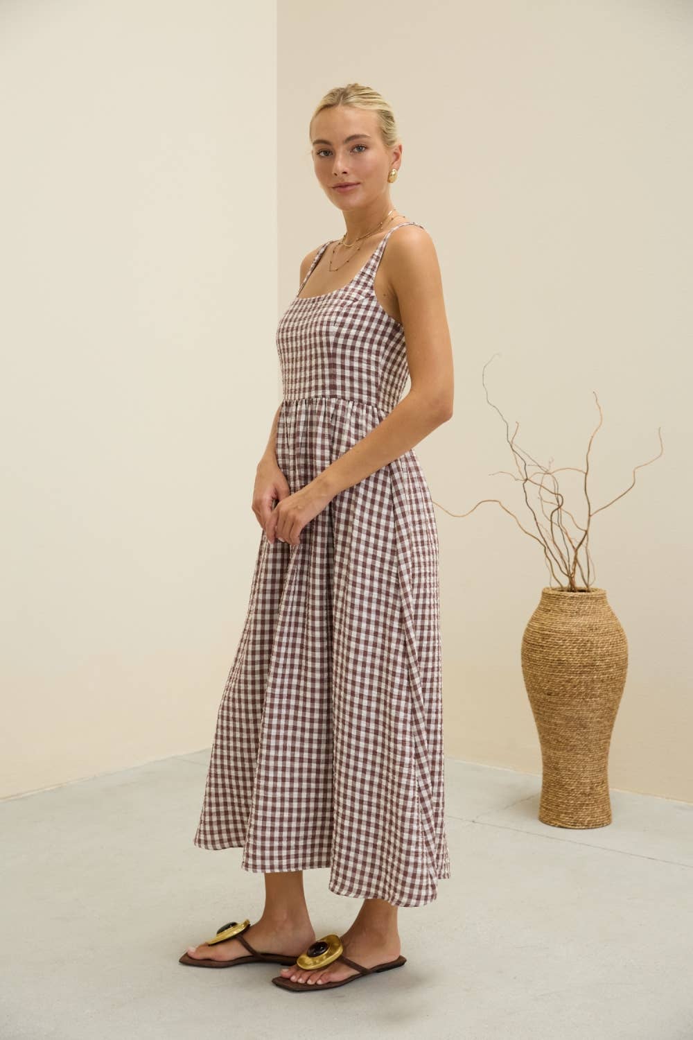 Gingham Midi Dress